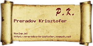 Preradov Krisztofer névjegykártya